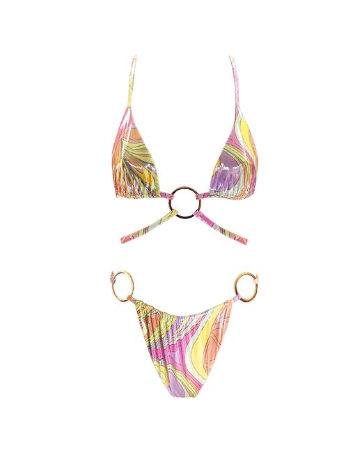 Oceanus Metallic Eva Swirl Print Multi-Coloured Bikini