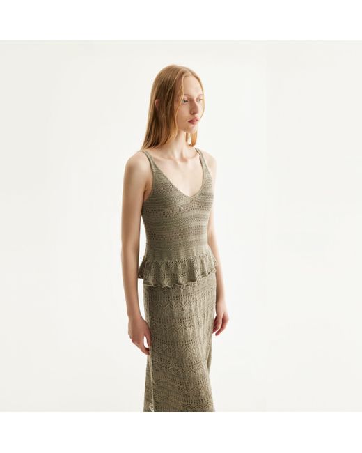 CRUSH Collection Gray Linen Sequined Pointelle Dress