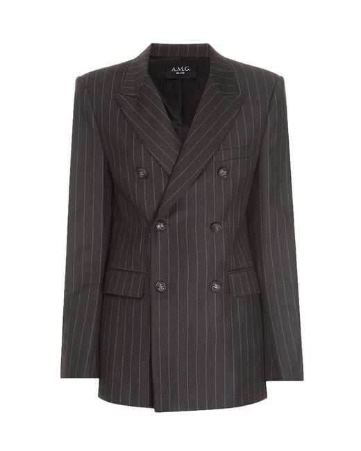 A.M.G Black Striped Wool Jacket