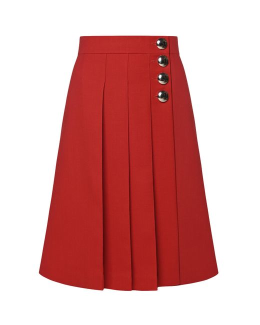KEBURIA Red Pleated Midi Skirt