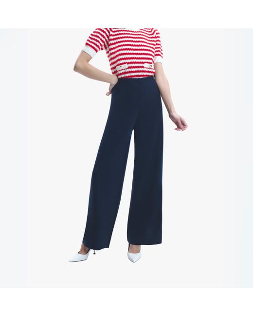 CRUSH Collection Blue Wool Wide-Leg Pants