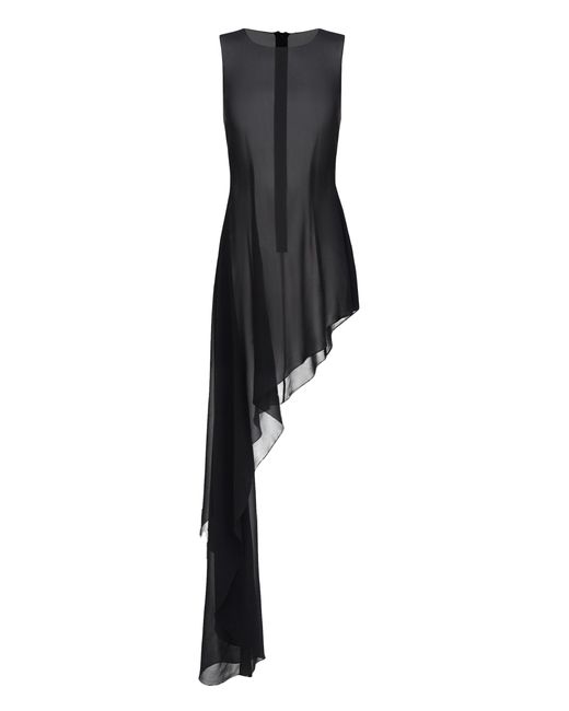 NDS the label Black Asymmetric Silk Chiffon Dress