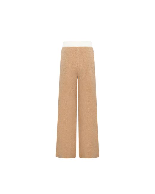 CRUSH Collection Natural Color-Blocked Teddy Fleece Wide-Leg Pants