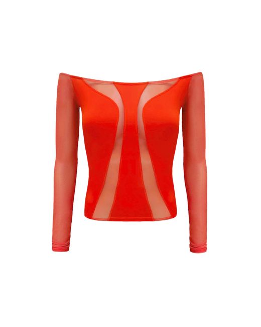 OW Collection Red Swirl Blouse