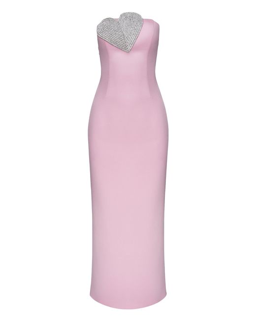 NDS the label Pink Heart-Embellished Strapless Maxi Dress