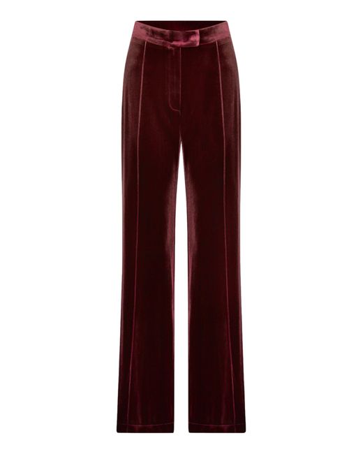 NAZLI CEREN Red Melani Velvet Trousers