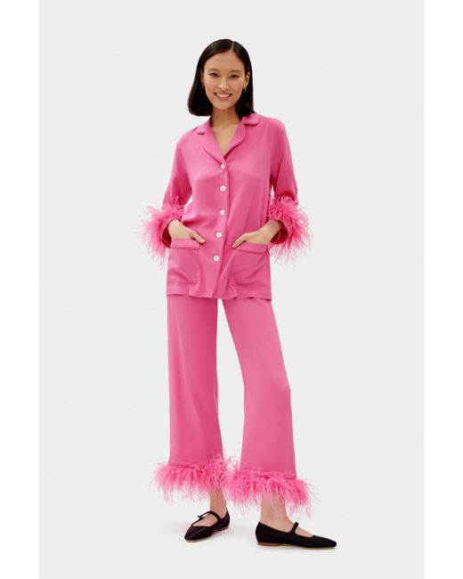 Sleeper Pink Party Pajamas Set With Detachable Feathers