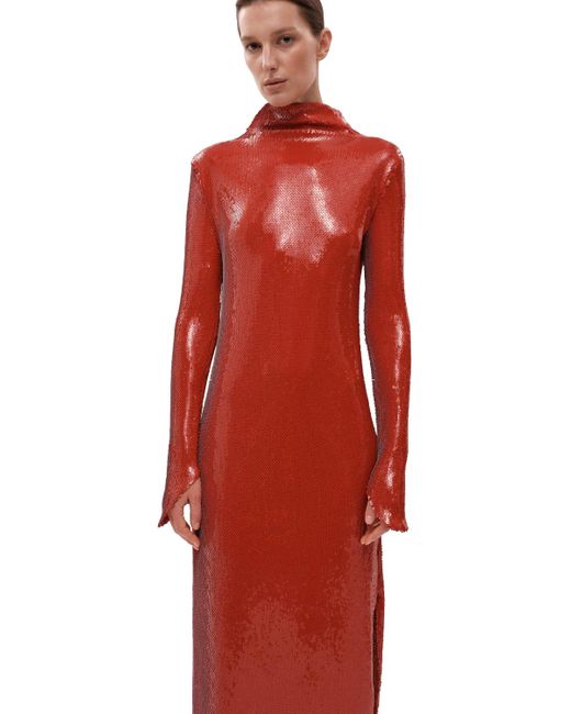Gasanova Red Sequined Maxi Dress