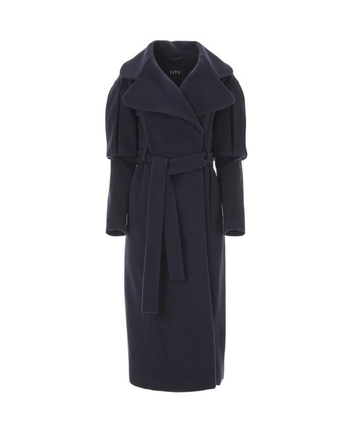 Lita Couture Blue Statement Trench Coat