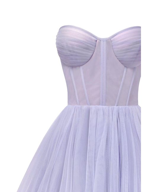 Millà Purple Strapless Puffy Midi Tulle Dress