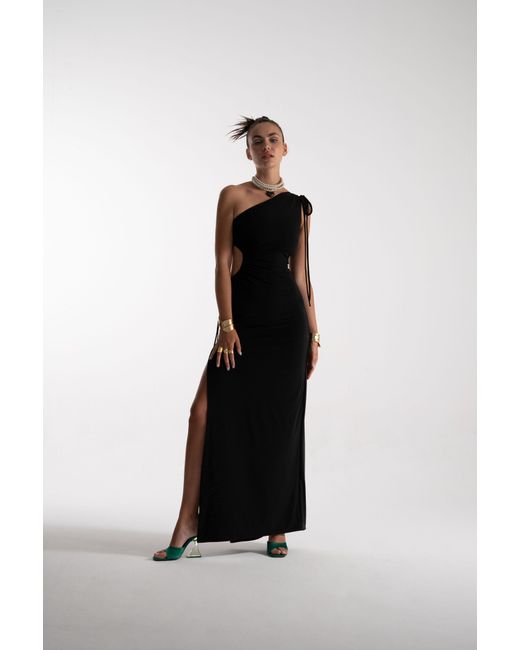 Lora Istanbul Black Zelda One Shoulder Maxi Dress