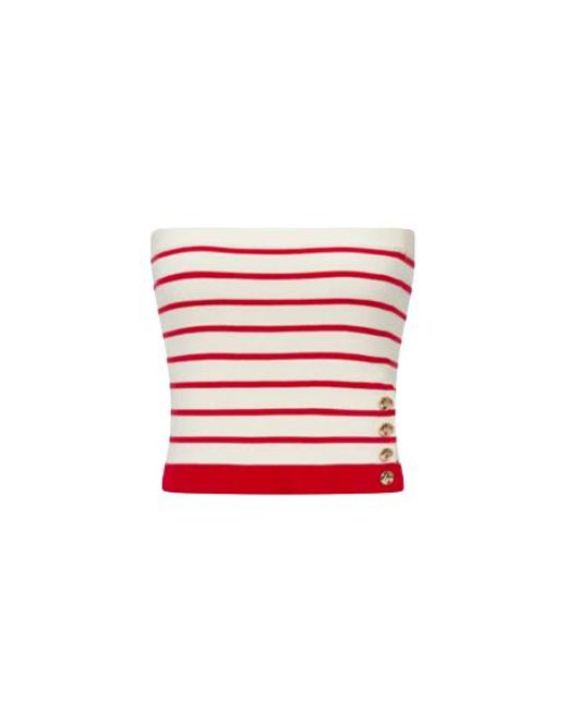 CRUSH Collection White Striped Button-Embellished Tube Top