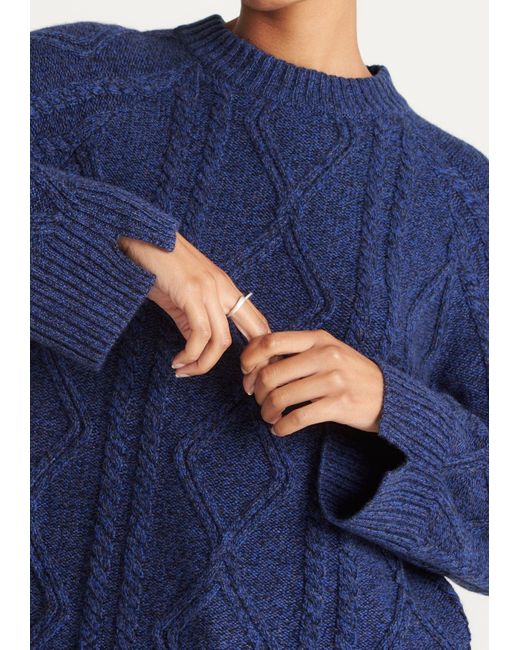 Loop Cashmere Blue Cashmere Cable Sweater