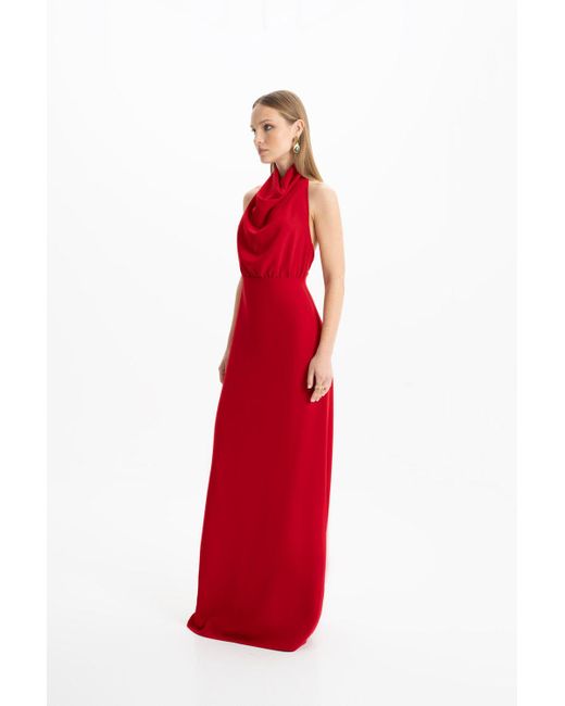 Lora Istanbul Red Kate Crepe Maxi Dress