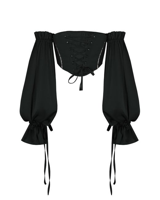 Santa Brands Black Set: Corset W/Sleeves + Maxi Skirt