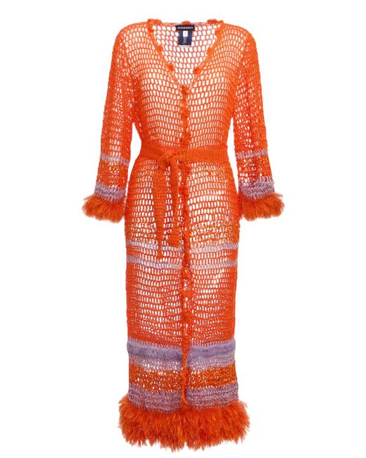 Andreeva Orange Handmade Crochet Cardigan-Dress