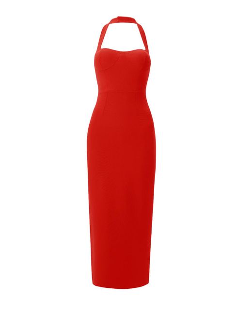 Lora Istanbul Red Zoa Bustier Midi Dress