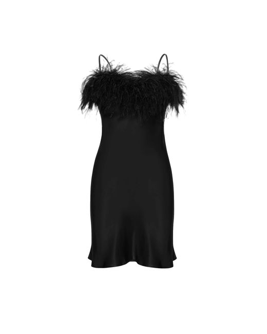 Sleeper Black Boheme Mini Dress With Feathers