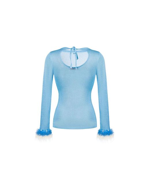 Andreeva Blue Baby Knit Top With Handmade Knit Details