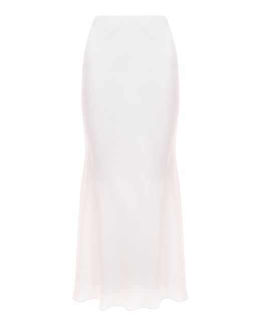 Aureliana White High-Rise Satin Silk Slip Skirt