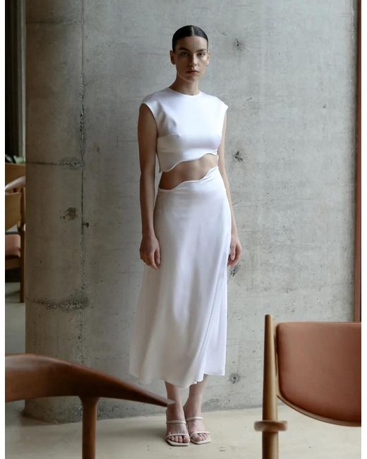 Maet White Rhea Silk Skirt Set