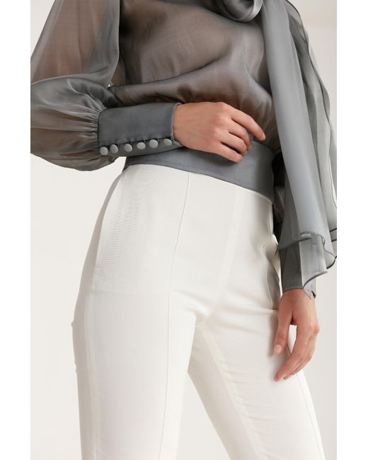 Lita Couture Gray Flawless Bow Blouse
