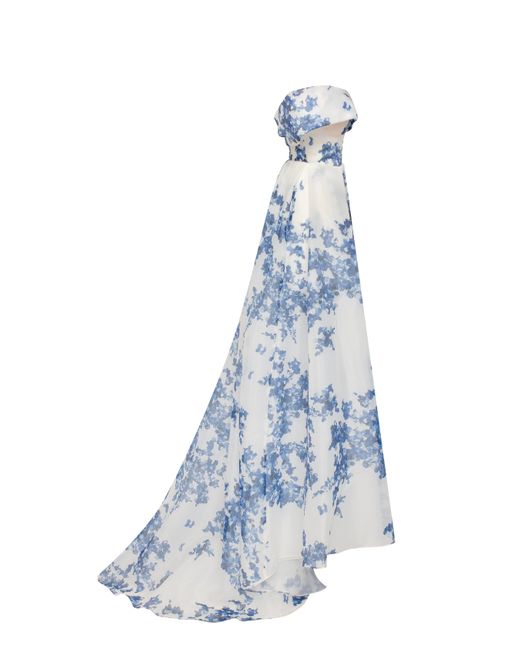 Millà Blue Catchy Off-The-Shoulder Hydrangea Maxi Dress, Garden Of Eden