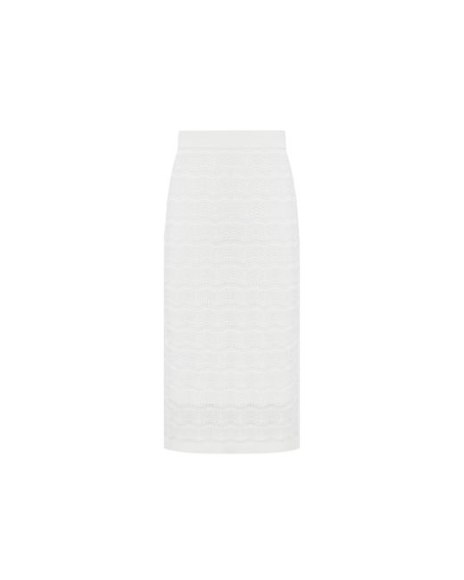 CRUSH Collection White Wavy Hollow Out Straight Skirt