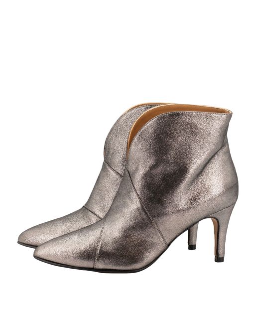 Toral Brown Metallic Leather Ankle Boots