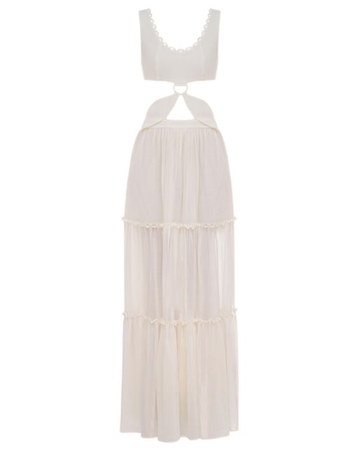 Malva Florea White Milk Maxi Dress With Cutouts