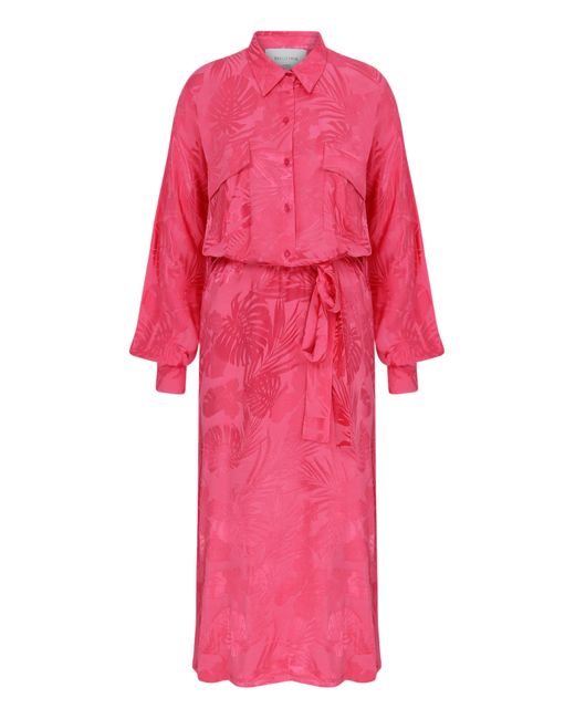 NAZLI CEREN Pink Cassin Jacquard Shirt Dress