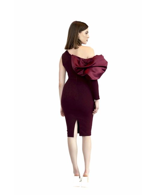 ANITABEL Purple Megan Midi Burgundy Evening Dress