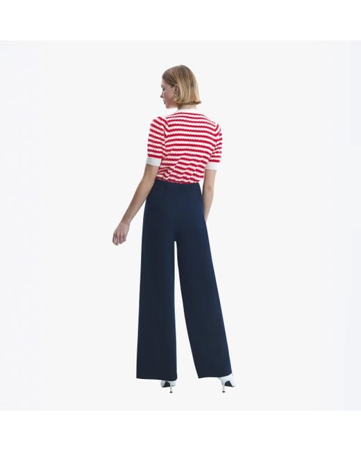 CRUSH Collection Blue Wool Wide-Leg Pants