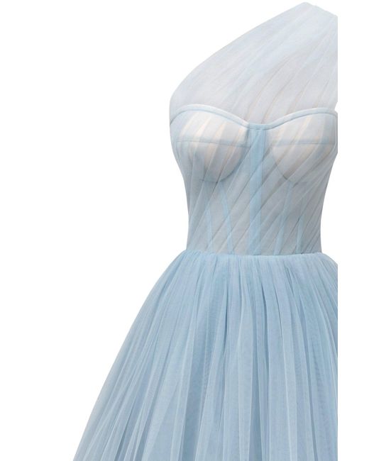 Millà Blue Light One-Shoulder Cocktail Tulle Dress