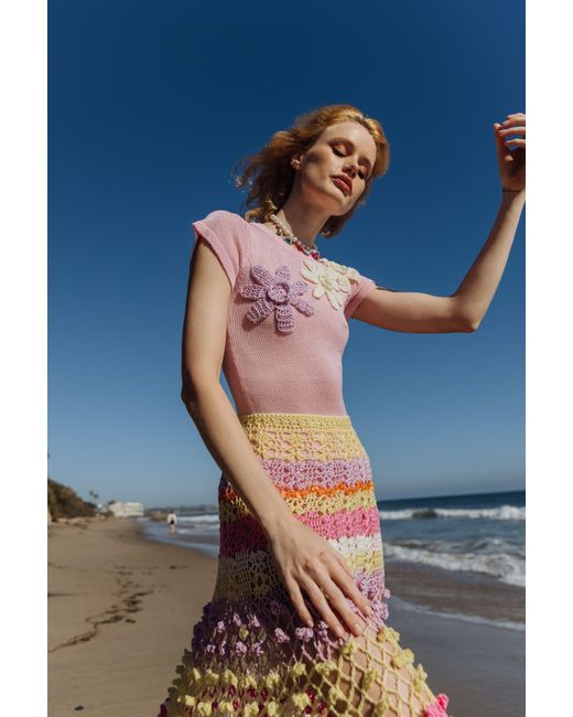 Andreeva White Malva Handmade Crochet Skirt