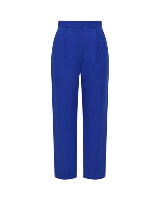 Femponiq Blue High Waisted Cropped Cotton Trouser (Royal)