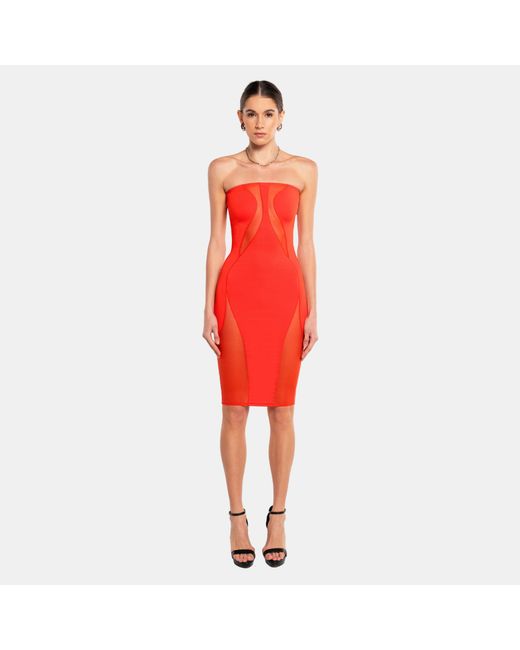 OW Collection Red Swirl Tube Dress