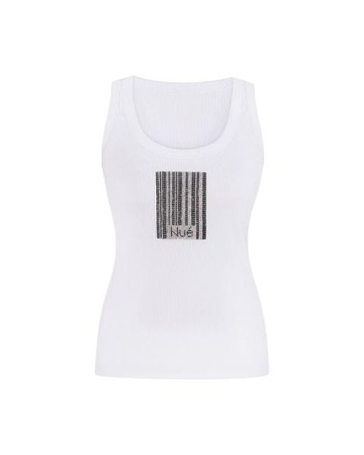 Nue White Barcode Tank Top