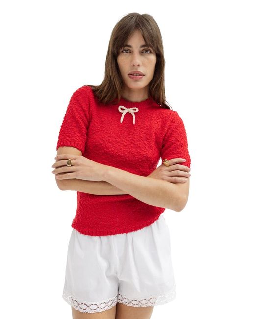 Musier Paris Red Kawai Short Sleeve Sweater
