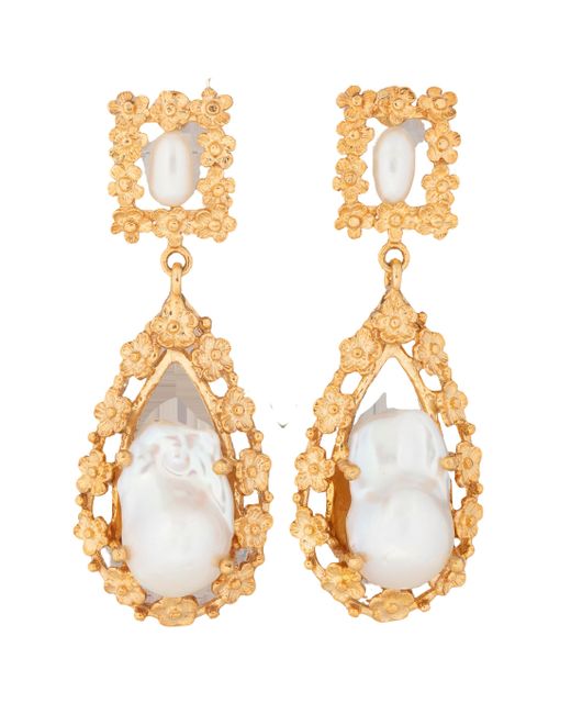 Christie Nicolaides Metallic Giselle Earrings Pearl