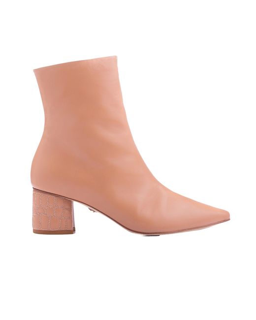 ATANA Pink Croc Heel Boot 55 Tan Leather