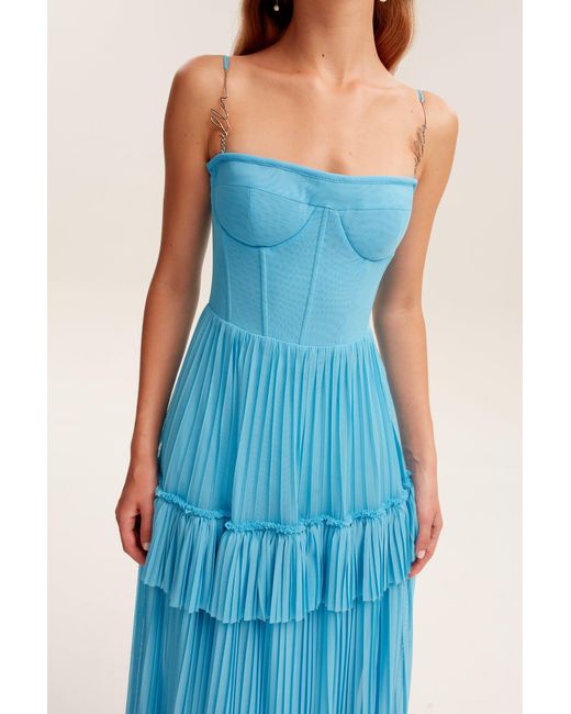 Millà Blue Sky- Spaghetti Strap Pleated Maxi Dress, Garden Of Eden