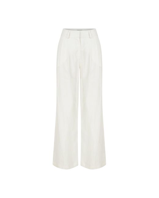 NAZLI CEREN White Tina Linen Trousers