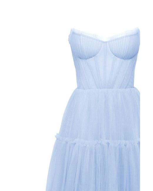 Millà Blue Light Tulle Maxi Dress With Ruffled Skirt, Garden Of Eden