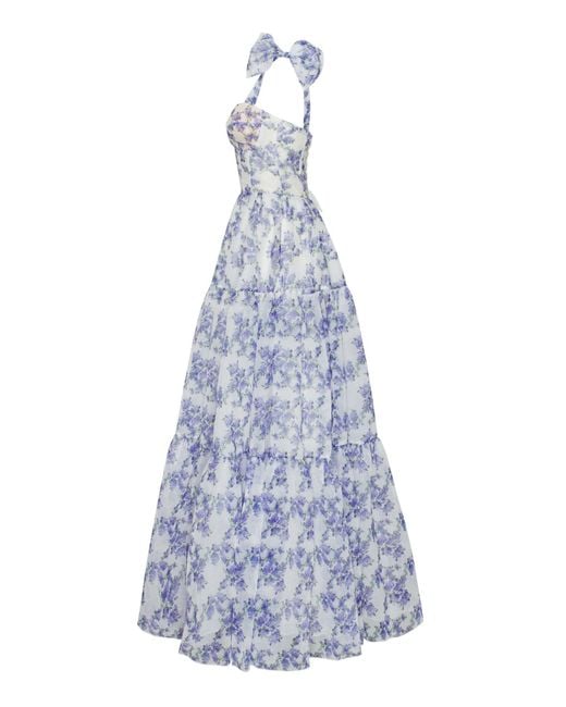 Millà Blue Hydrangea Tender Tie-Strap Maxi Dress