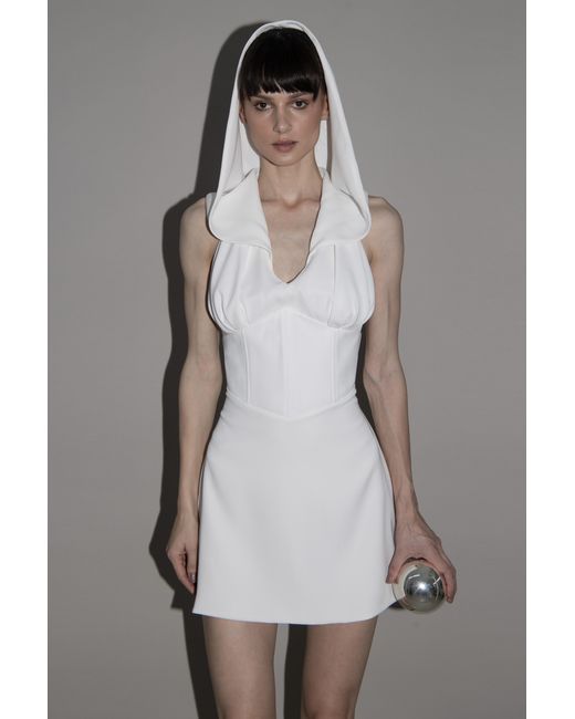 Vestiaire d'un Oiseau Libre White Hooded Mini Dress