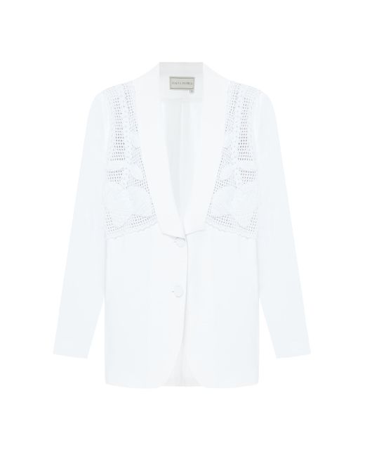 Malva Florea White Oversized Jacket With Macrame Elements