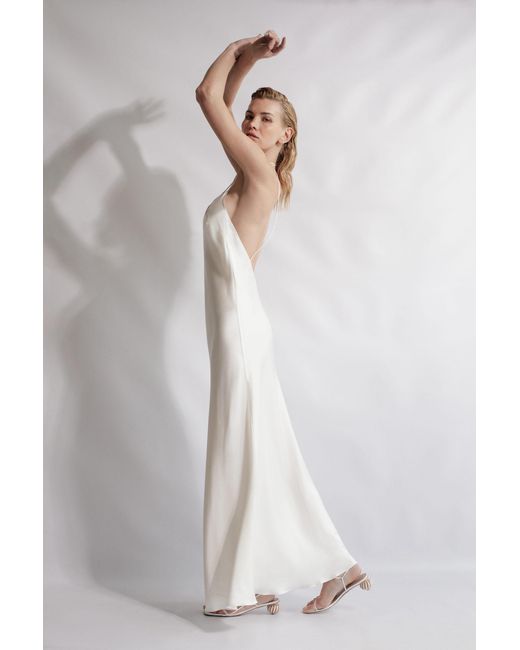 Aureliana White Satin Slip Dress: Silk Elegance