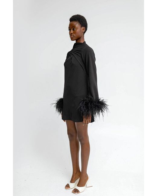 ANITABEL Black Alexandra Shift Dress With Feathers