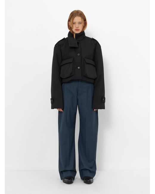YIBRI Black Cropped Puffer Jacket With 3M Thinsulate Insulation